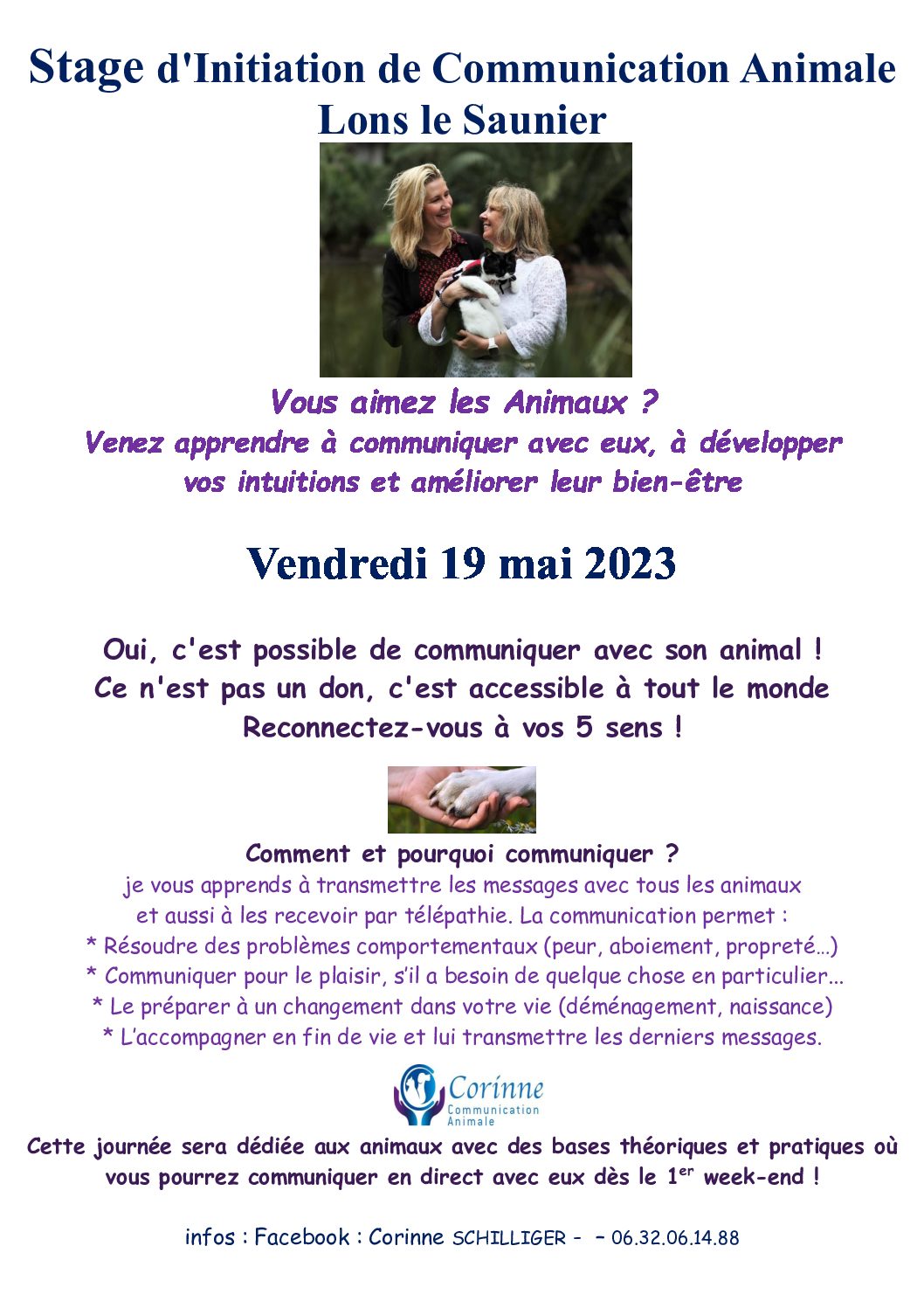 Stage d’Initiation de Communication Animale 19 mai à Lons-le-Saunier